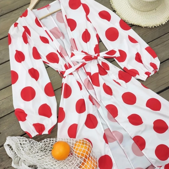 NWT Bohemian Polka Dot Maxi Split Dress S:Sm-Med - Picture 6 of 13